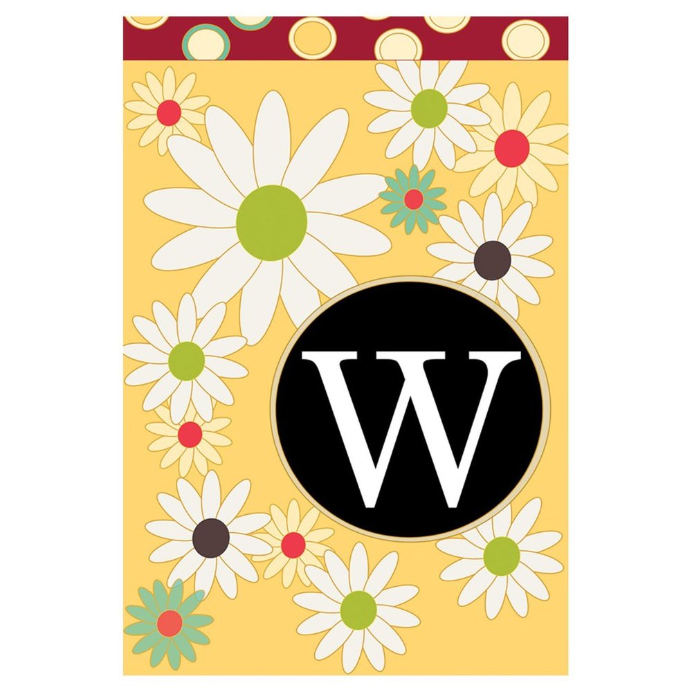 Floral Monogram 28 x 40 inch House Flag (Letter W)